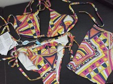 UNUSED Emilio Pucci Women's Swimwear Bikini Size L Multicolor With Storage Pouch