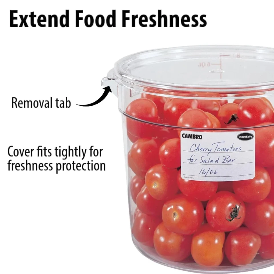 Cambro 6 Quart Camwear Round Plastic Food Storage Container, Clear (Transpare... - Image 4 of 4