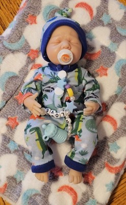 Full Body Silicone 7 Inch Baby Boy w/ Pacifier, Adorable Outfit, Blanket...