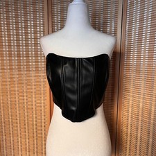 Brand new Garage black faux leather corset with zipper closure size medium
