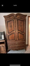 Drexel Heritage French Provincial Louis XV Carved Walnut Armoire Dresser