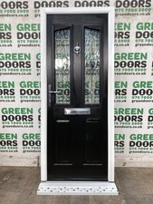 MODERN COMPOSITE FRONT DOOR BLACK EXTERNAL EXTERIOR DOUBLE GLAZED DECORATIVE