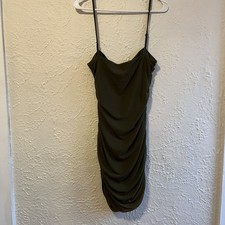 Princess Polly Olive Mesh Ruched Bodycon Mini Dress Adjustable Straps Size 10