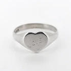 Vintage Silver Heart Signet Ring I Love U 925 Silver 1950s Hallmark UK Sz O 1/2