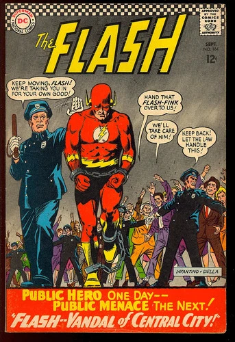The Flash #164 Nice Unrestored Silver Age Superhero Vintage DC Comic 1966 VG+