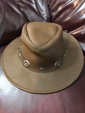 Cappello western cowboy uomo e donna marrone vera pelle (XS)