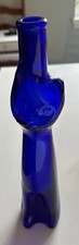 Happy Cat Cobalt Blue Glass Mosel Reisling Rheinhessen Germany Wine Bottle 13”