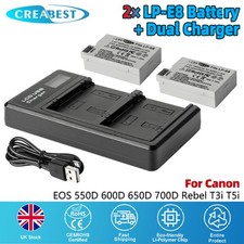 2x 1800mAh Battery & Charger For LP-E8 Canon Rebel T3i EOS 700D 600D 550D 650D
