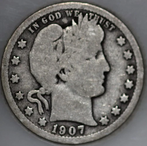 * 1907-D Barber Quarter 90% Silver, 100+ years Old As Shown