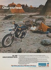 1974 Harley-Davidson SX-175 Enduro - "Clear Your Head" - Camping Guy - Print Ad