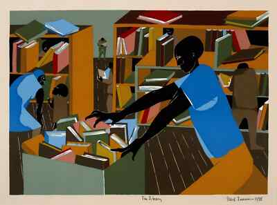 Jacob Lawrence : The Library : Premium Fine Art Print -Frame Me