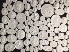 LOT of 20 White Plaster Intaglios Cameos Grand-Tour Style Made USA FREE SHIPPING