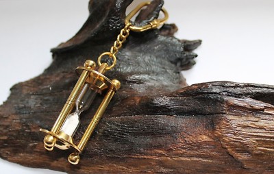 Maritime Deko Schlüsselanhänger als Sanduhr ca. 11,5 cm Messing