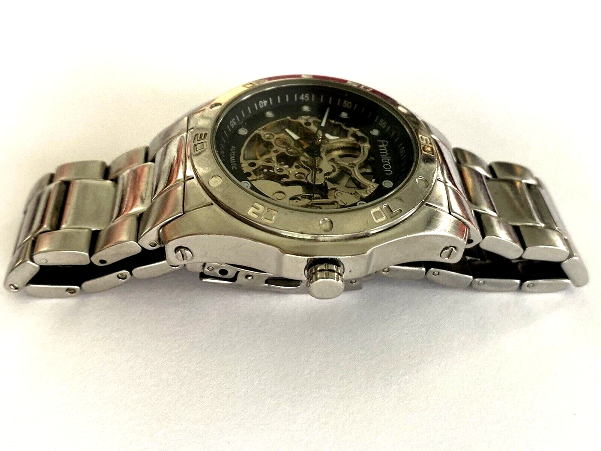 Armitron Skeleton Dial Silver Tone Automatic Men s Watch 20 4406SV TY2807SV Runs