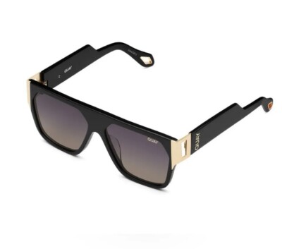 QUAY Shield Unisex GO OFF Sunglasses Black Gold Accents  display picture 3