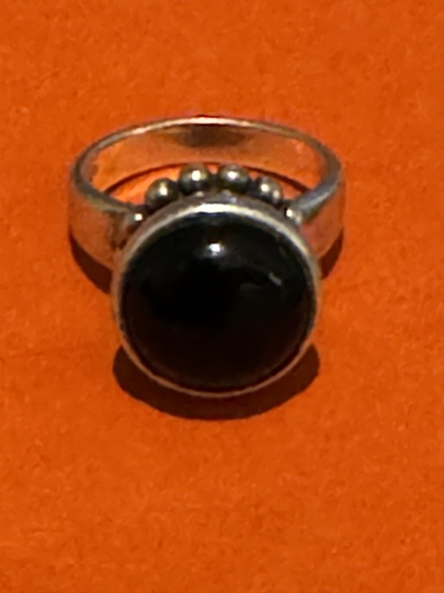 James Avery Retired Silver Black Onyx Chalcedony Quartz Ring Size