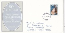 GB 1980 Queen Mother 80th Birthday FDC Derby Cancel written with encosure VG