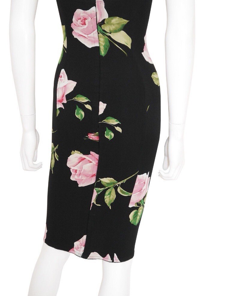 DOLCE & GABBANA S/S 1990s Floral Lace Up Corset Silk Dress
