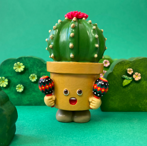 Handmade Figure Música – Colorful Maracas & Cactus Bloom by Japanese Artist - Picture 6 of 8