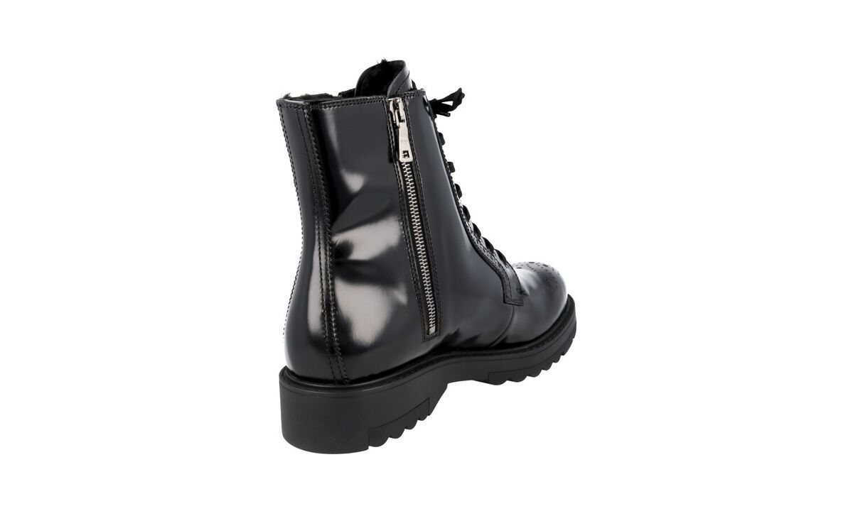 PRADA COMBAT HALF-BOOTS SHOES 1T044H BLACK LEATHER BROGUE US PRADA COMBAT HALF-BOOTS SHOES 1T044H BLACK LEATHER BROGUE US