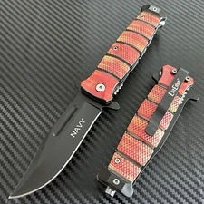 8.25” NAVY Military Tactical Spring Assisted Open Blade Folding Pocket Knife