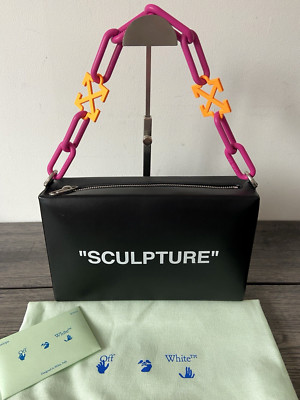 OFF-WHITE SCHWARZE LEDERTASCHE ''SKULPTUR'' ZITAT EINZELHANDEL £840 HERGESTELLT IN ITALIEN NEU IN VERPACKUNG