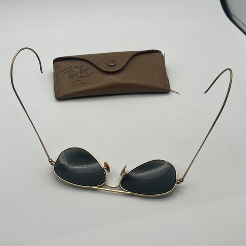 Vintage Ray Ban Bausch & Lomb Gold Sun glasses FRAMES 1/10 12k GF Aviator Case - Picture 2 of 6