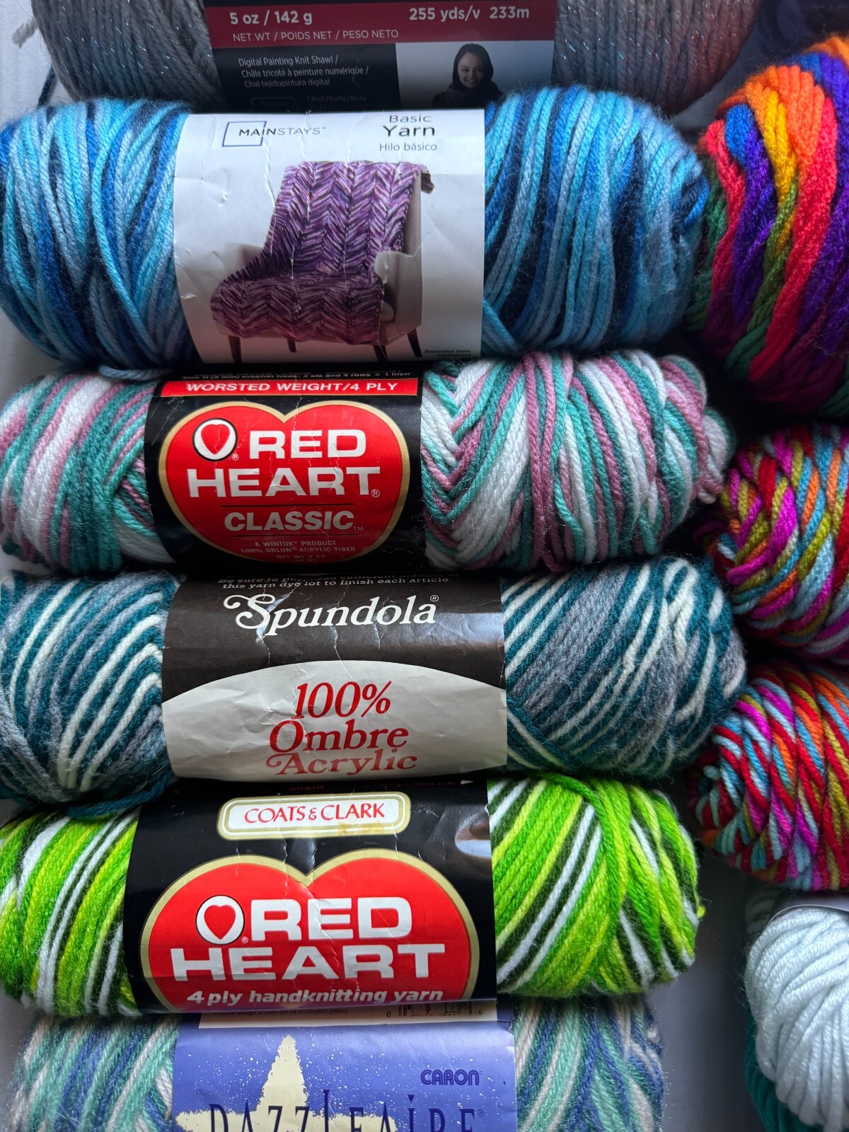 LOT 40 SkeinsYarn RED HEART ,CARON DAZZLEAIRE, YARN BEE ACRYLIC MIXED COLORS VTG eBay
