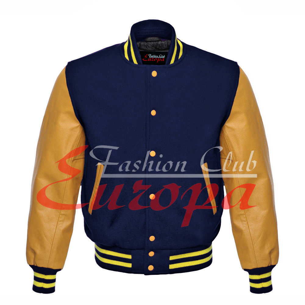 Veste Américaine Varsity Avec Capuche - Cuir Véritable Et Laine - Style College Vintage