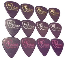12-D Andrea 351 Guitar Picks- Purple Celluloid Heavy Gauge-with 3 Foil Colors