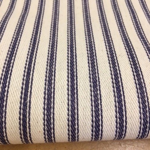633. BLUE TICKING 100% Cotton Fabric, 210cm/ 82inch wide - Picture 3 of 6