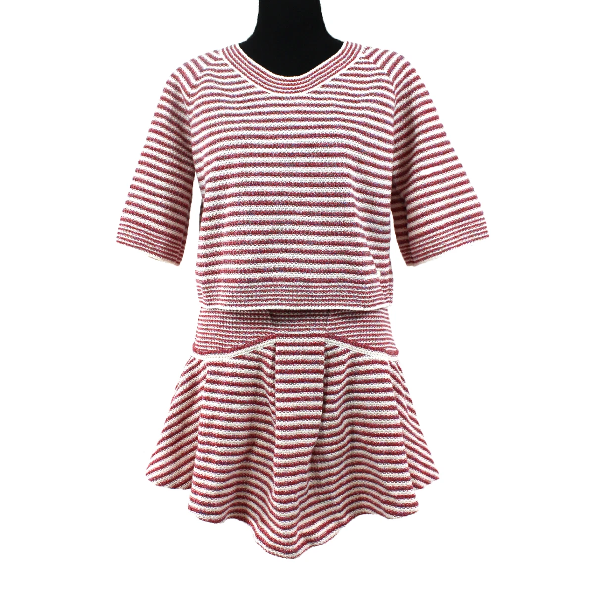 Chanel Red White Striped Knit Boxy Sweater Mini Skirt Matching Outfit – The  Closet New York