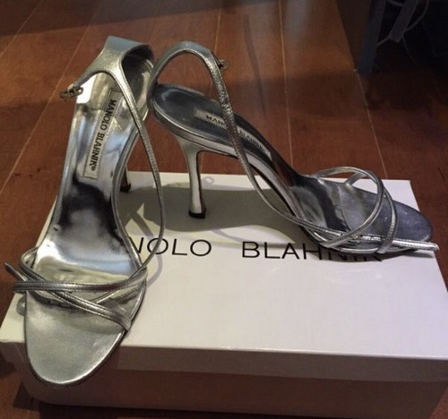 Manolo Blahnik 36.5 Silver Heels | eBay