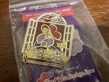 Red Hat Society Store Collector Pin - Cute - Window - Flowers - Lady -Good Shape