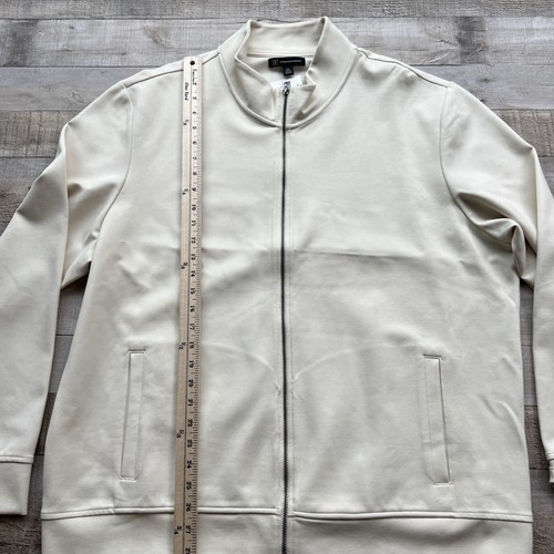 INC International Concepts Stretch Knit Jacket Mens 2XL Cream Full Zip New - Picture 7 of 18