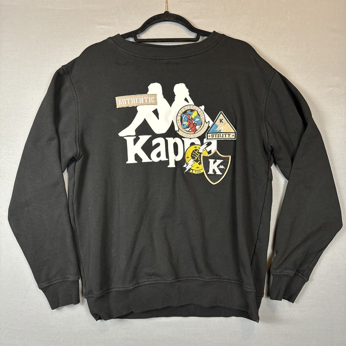 Kappa Mens Large Felpa Pullover Sweatshirt Patch Embroidery 