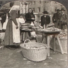 Keystone Stereoview of Bread Market in Krakow, Poland Rare 1200 Card Set #652 T1