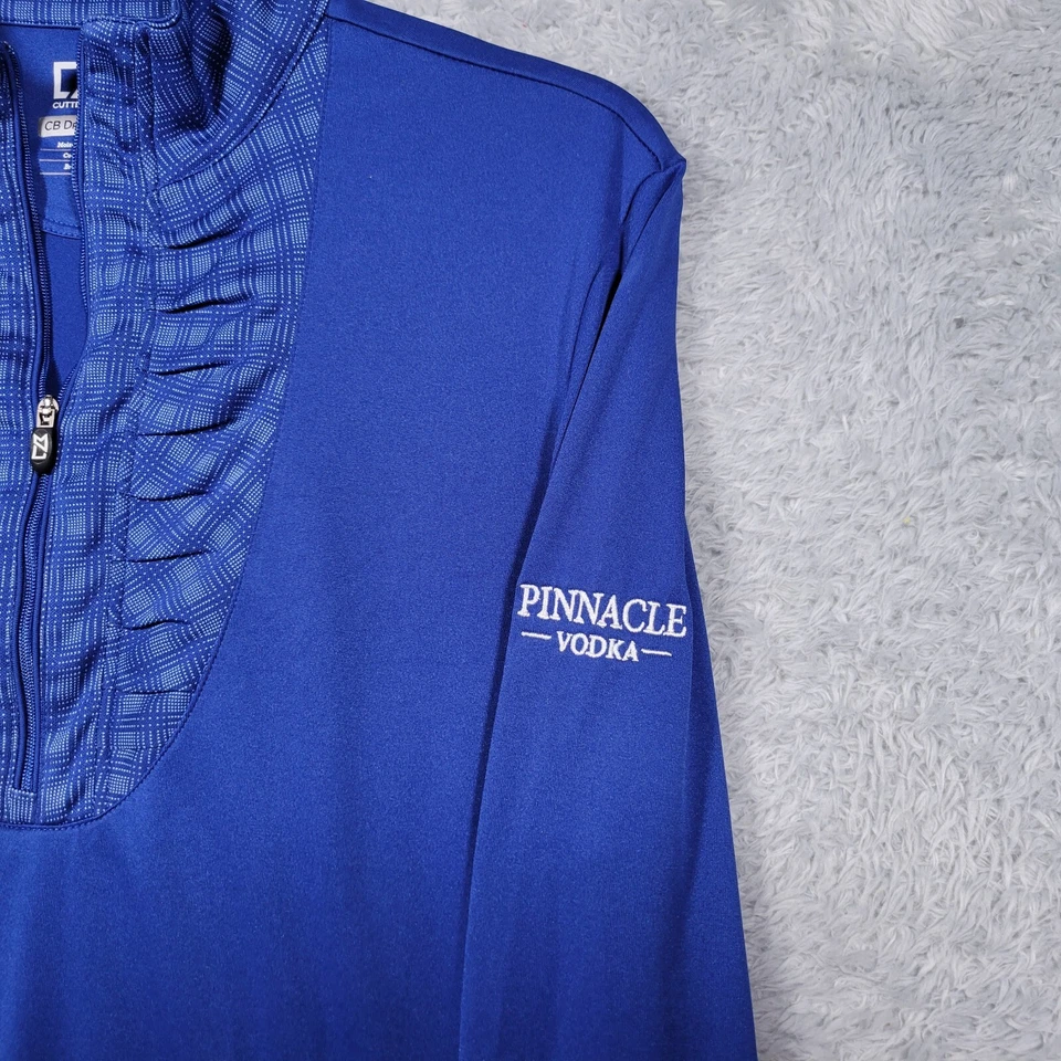 Cutter Buck 衬衫女式中号蓝色 1/2 拉链长袖 DryTec 奢华 — 第 2/4 张图片