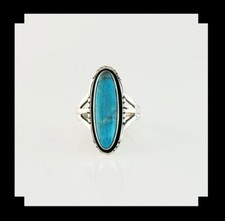 Handcrafted Sterling and Kingman Turquoise Ring Size 8 3/4