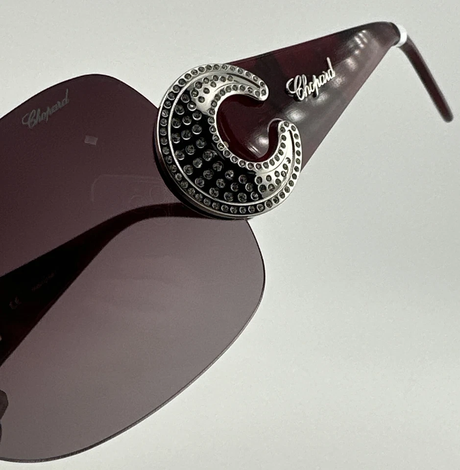Auténticas gafas de sol Chopard púrpura SCH 939S hermosas sombras descontinuadas escudo Foto 3 de 4