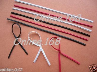 Kunststoff Twist Krawatten für Bäckerei/Süßigkeiten Verpackung Gr. 3''/75mm_schwarz/weiß_100STCK.