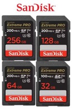 Image of SanDisk EXTREME PRO SD Camera Memory Card 256GB 128GB 64GB 32GB 4K 200MB/s UK