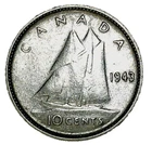 1943 Canada 80% Silver 10 Cents Circulated Dime Circulated King George VI