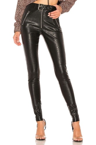 DANIELLE GUIZIO Belted Leather Pants 