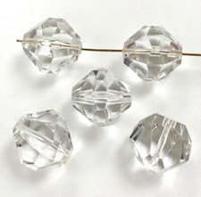 6 PIECES VINTAGE CRYSTAL ACRYLIC 21mm. BICONE FACETED BEADS 6036