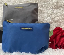 2 Turkish Airlines Mandarina Duck Amenity Kit Toiletry Travel Bags - Blue & Gray