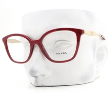 Prada Eyeglasses VPR 02Z 15D-1O1 Glasses Red Black Marble Pale Gold 52mm w/pouch