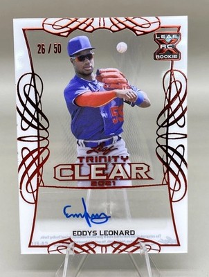 2021 Leaf Trinity - Clear Autographs Eddys Leonard #CA-EL1 Red /50 (AU, RC)