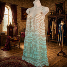 Gypsy 05 Womens S 100% Silk Animal Print Ombre Boho Lined Knee Dress Made in USA
