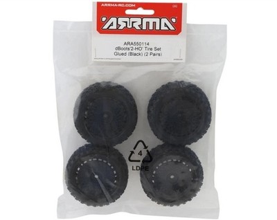 Arrma Typhon Grom 1/18th Tires Dboots  '2-HO' & Black 12mm Wheels ARA550114